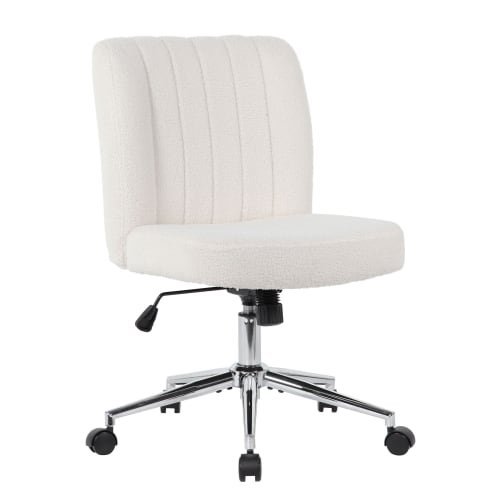 Boss Contemporary Mid-Back Guest Room Desk Chair, Cream Boucle Fabric